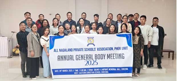 Members of the All Nagaland Private Schools Association (ANPSA) Phek Unit during the Annual General Body Meeting at Sülüho and Lhüprüve Memorial Hall, Chozuba, on March 28.